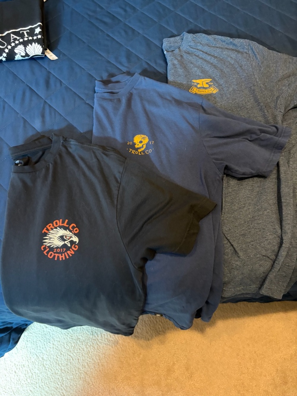 Trolls Short-Sleeve Graphic Tees in Black, Navy & Gray